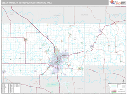 Cedar Rapids Metro Area Wall Map Premium Style 2024